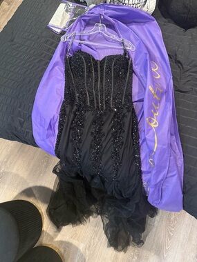 Jovani Black Beaded Strapless Prom Dress